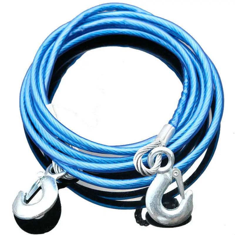 5T 4M Heavy Duty Tonne Emergency Steel Wire Tow Rope For Car Truck Camping Towing Ropesrope