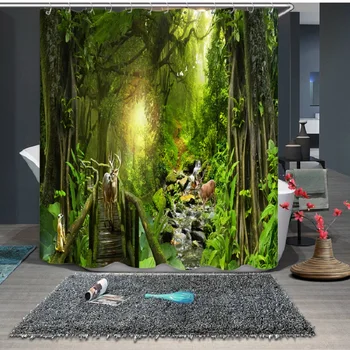 

Mountain River Scenery 3D printing Pattern Modern Polyester Waterproof Mildew Shower Home Decoration Curtain Bathroom Curtain