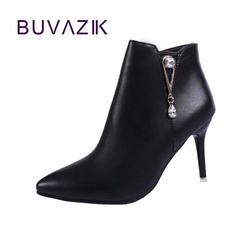 

2018 fashion super high heel women's ankle boot with zipper sexy pointed toe shoe beautiful crystal