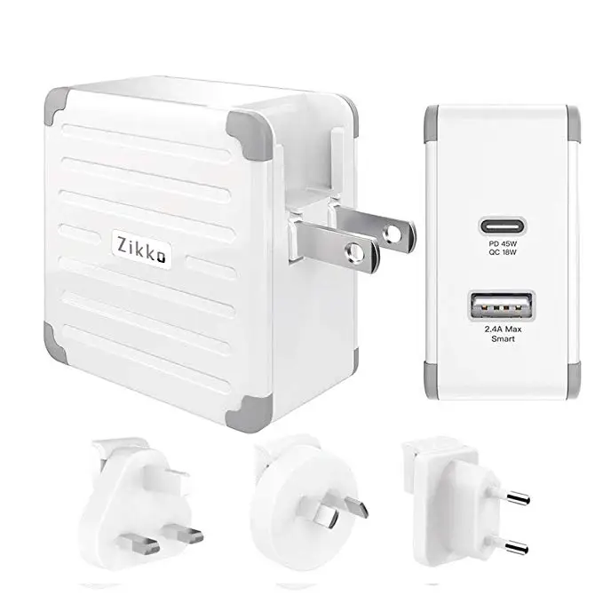 Zikko eLUGGAGE L дорожный адаптер PD 45W QC 3 0 USB C настенное зарядное устройство для США