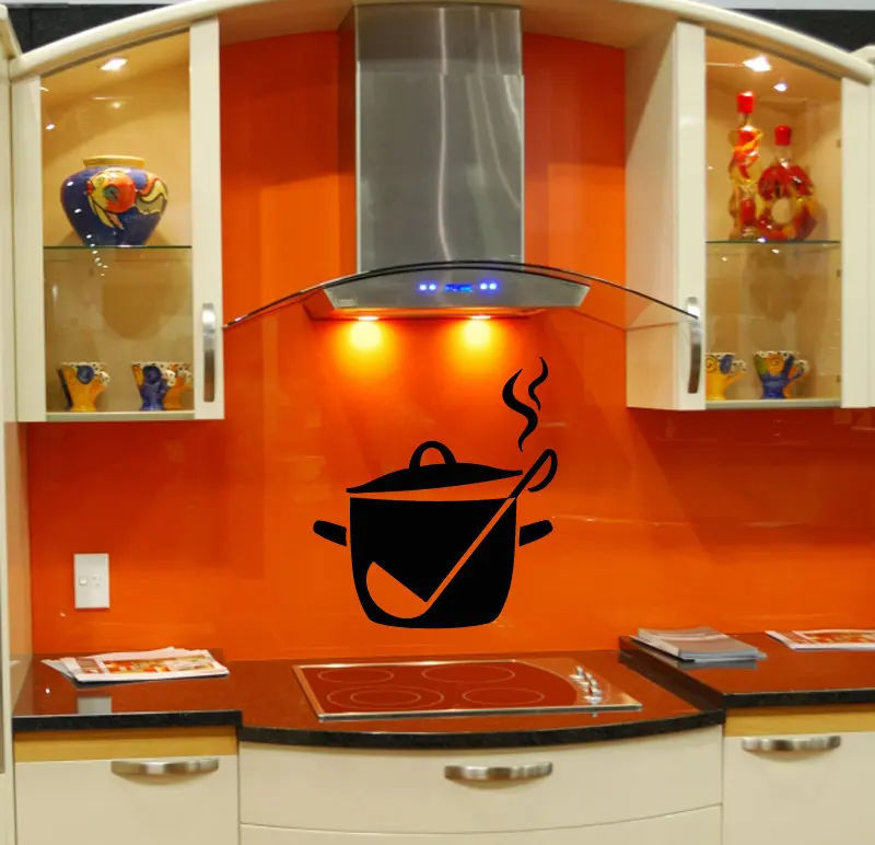 

Kitchen Sign Wall Decal Removable Cooking Pan Pattern Wall Stickers Vinyl Interior Modern Design Special Home Decor Mural SYY889