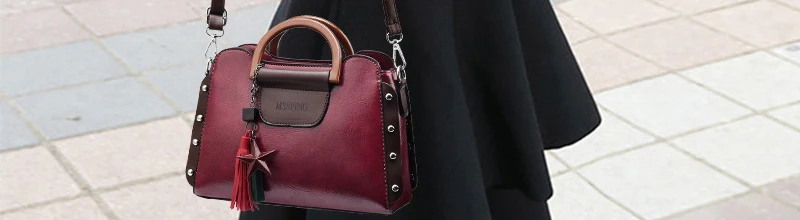 ETONTECK Новая модная роскошная женская сумка из искусственной кожи, винтажная сумка-мессенджер с кисточками и заклепками для женщин, женская сумка через плечо