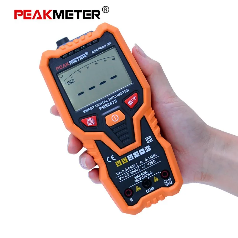PEAKMETER PM8247S DC/AC Умный полный автоматический Диапазон Цифровой мультиметр NCV