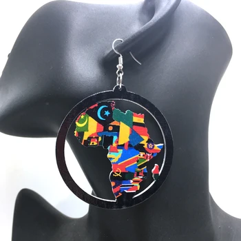 Free Shipping! printing Africa Map Wooden Earrings
