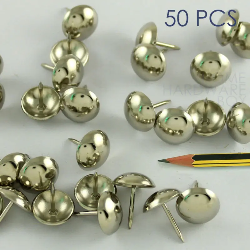 silver upholstery tack decorative nail furniture rivet 5/8" 16mm round 50 pcin Nails from Home