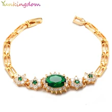 Yunkingdom classic wedding brand jewelry Gorgeous zircon crystal font b bracelet b font for women Gold