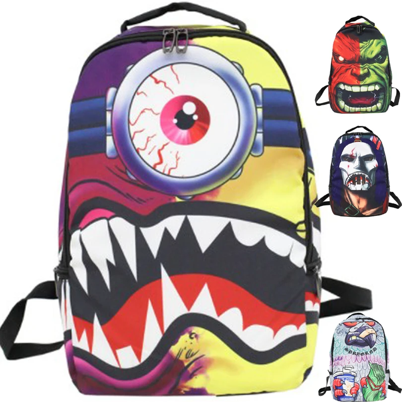 

school bags for teenage boys girls school backpack Hip hop Cartoon bag College school student schoolbag big eyes kinder rugzak