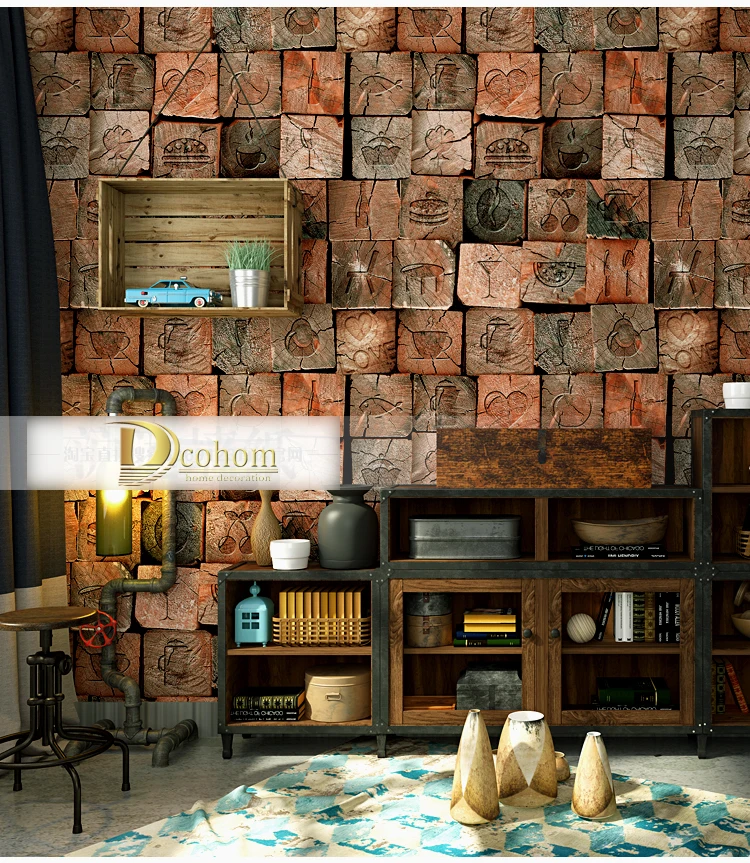 Dcohom, винтажная деревянная кирпичная 3D настенная бумага для спальни, гостиной, ресторана, фоновая декорация стен, виниловая настенная бумага в рулонах