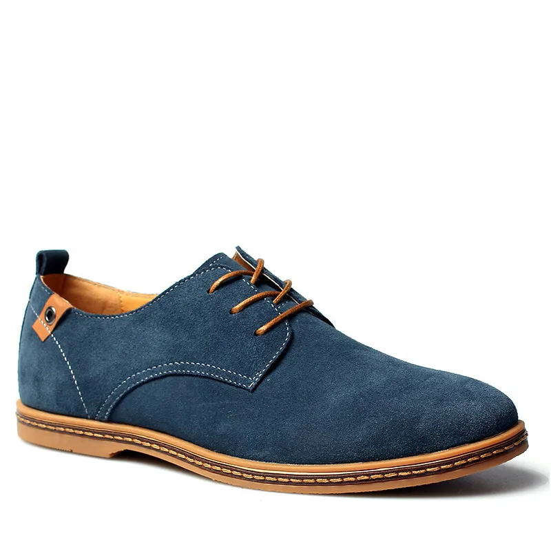 

TOSJC New Fashion Spring Summer Suede Men Flat Casual Shoes Flats Driver Footwear Breathable Lace Up Plus Size 39-48 RXM766