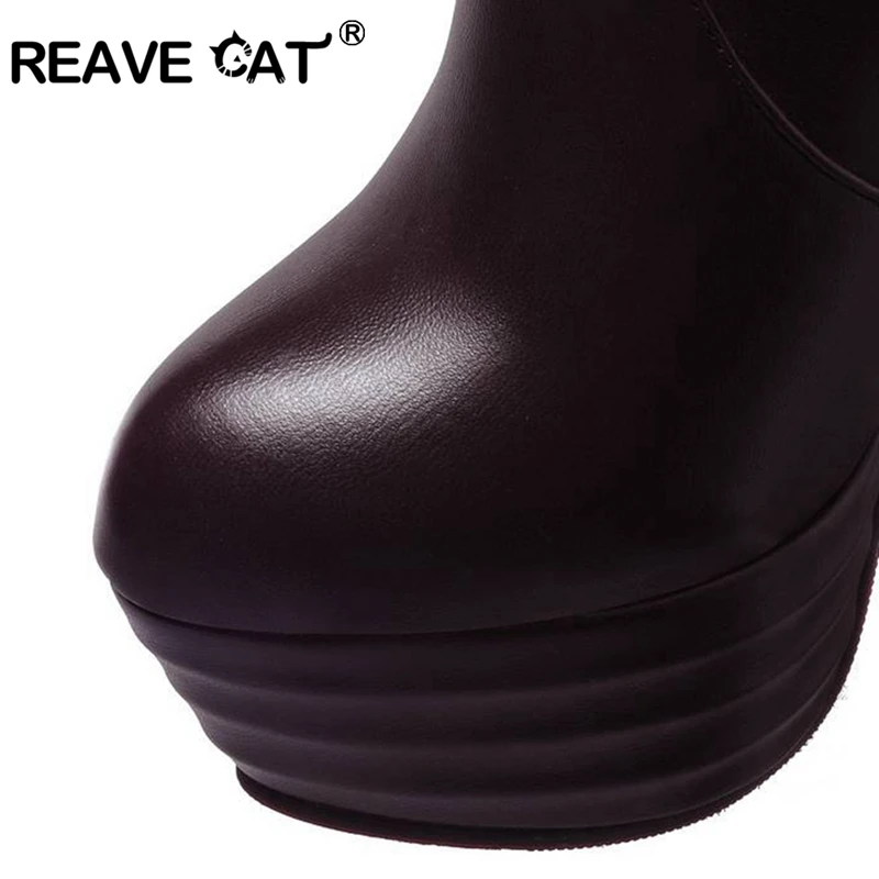 Women Knee Boots Platform High Heels Big Size 31-46 Autumn Winter REAVE CAT