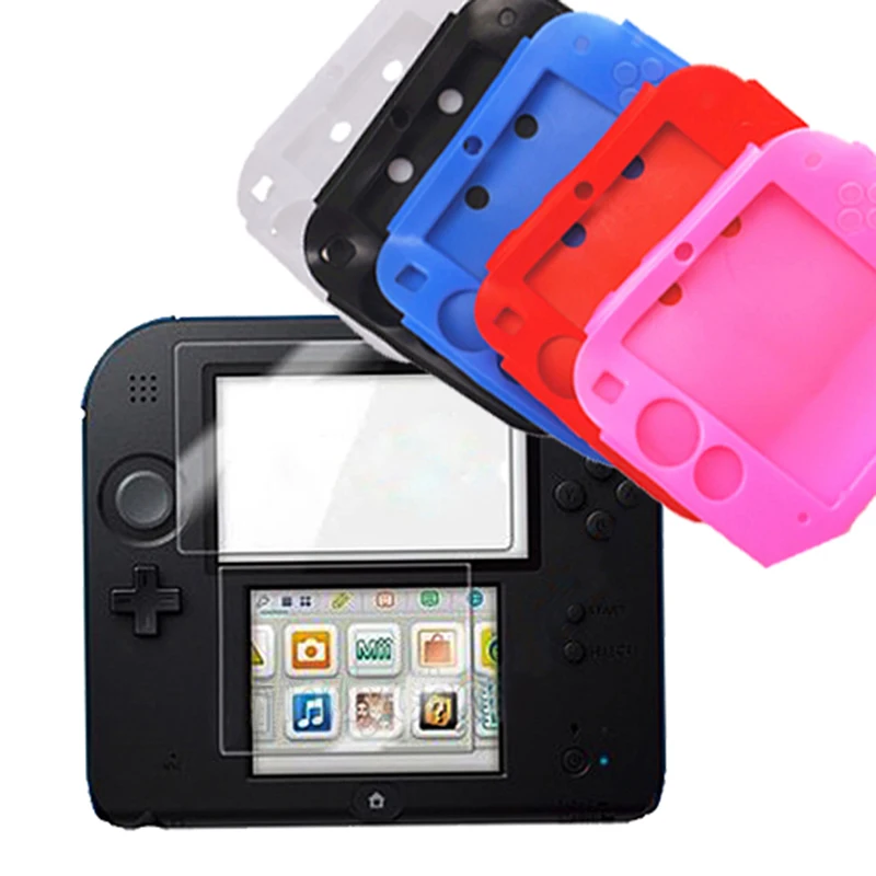 

Newest Fashion 5 Styles Soft Silicone Rubber Skin Case Cover + 1pcs Cleaning Cloth for Nintendo2DS High Quality