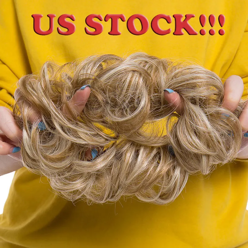 HAIRRO Synthetic Elastic Hair Scrunchie Curly Chignons Rope Natural Fake Bun Curly Clip in Ponytails Extensions hair extensions,ponytail hair extensions