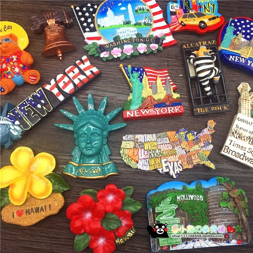 

BABELEMI USA Hollywood New York Washington DC Las Vegas Hawaii Montana San Francisco California Travel Souvenirs Fridge Magnet