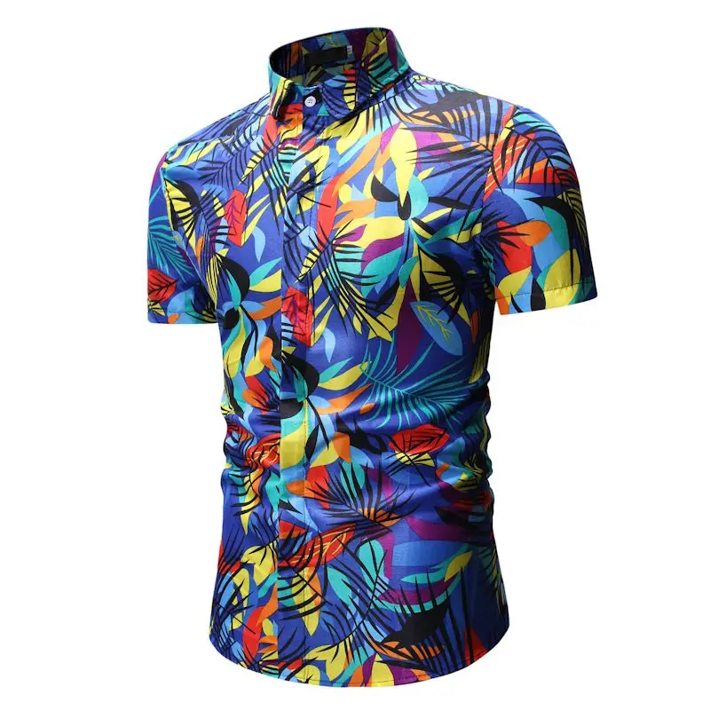 Новое поступление мужская гавайская рубашка 2019 мужская повседневная Camisa Masculina с принтом модные пляжные рубашки с коротким рукавом