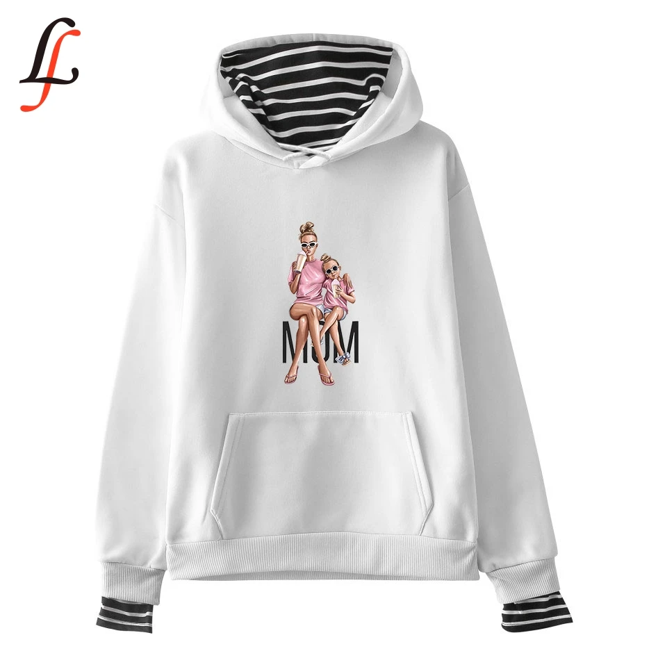 

Mum mothers Day Fake Two Piece Hoodies sweatshirt K pop Autumn Warm Long Sleeve Sweatshirts Hoodies 2019 new arrival
