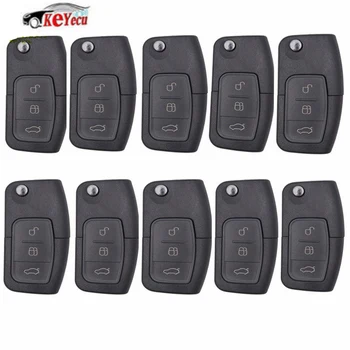 

KEYECU 10 Pcs/lot Remote Key Fob 3 Button 433MHz with 4D60 Chip for Ford Focus Monde Fiesta Galaxy C/S Max Uncut HU101 Blade