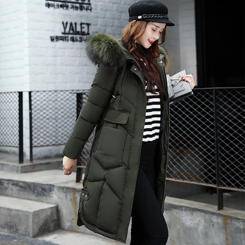 Longue gray Nouveau Xy486 À De red Femmes Taille Manteaux Femme armygreen Survêtement Épaissir Plus 2018 Parkas Vers Black Capuchon Col D'hiver Bas Le Fourrure Dame Veste La qvB8S