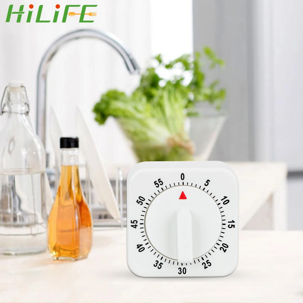 

HILIFE White Square Kitchen Tools Mechanical Timer Countdown Alarm Reminder 60 Minutes Kitchen Timer Cooking Tools