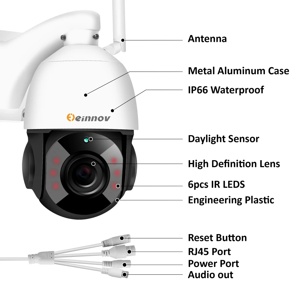  Einnov 30X Zoom Video Surveillance Camera 1080P HD PTZ IP Camera Wifi Outdoor Home Wireless Securit