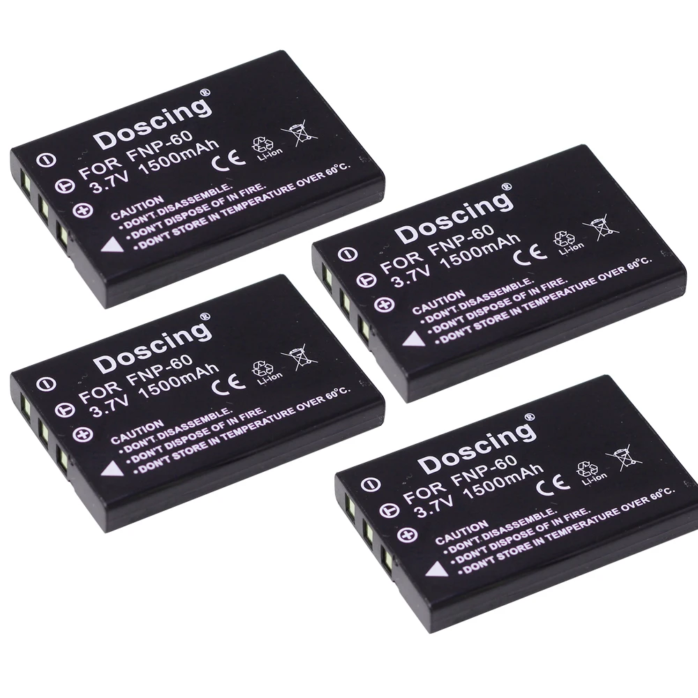 Doscing 4Pcs 3.6V 1500mAh Li-ion NP-60 NP 60 NP60 Camera Battery For FUJIFILM FinePix M603 F601 F410 F401 50i Zoom L15 Wholesale |