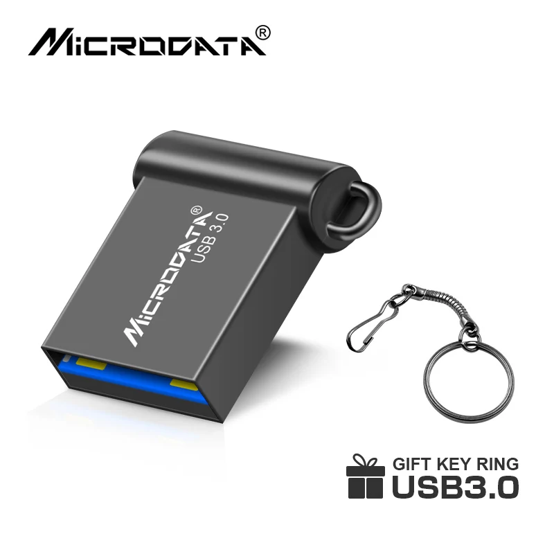 Брелок, серебристый металлический usb флеш-накопитель, супер мини-накопитель, usb флешка, 128 ГБ, 64 ГБ, 32 ГБ, USB 3,0, мини-флешка, 16 ГБ, 8 ГБ, U диск - Цвет: Черный