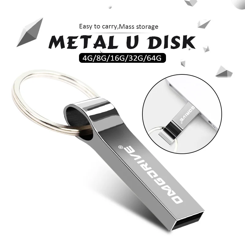 Key Ring Pen Drive 16GB 8GB 4GB Metal stainless steel Flash Drive 32GB
