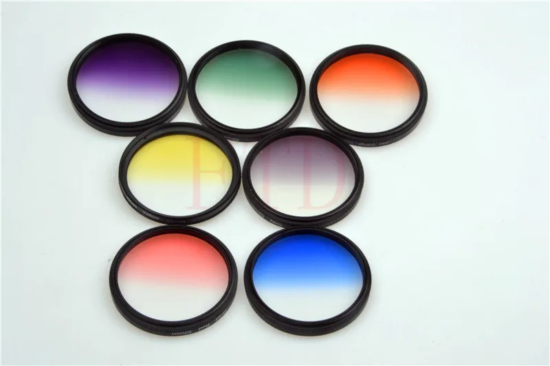 

7in1 55mm Rotating Gradual grey green orange yellow red blue purple Grad color Lens Filter Kit for sony Canon nikon pentax lens