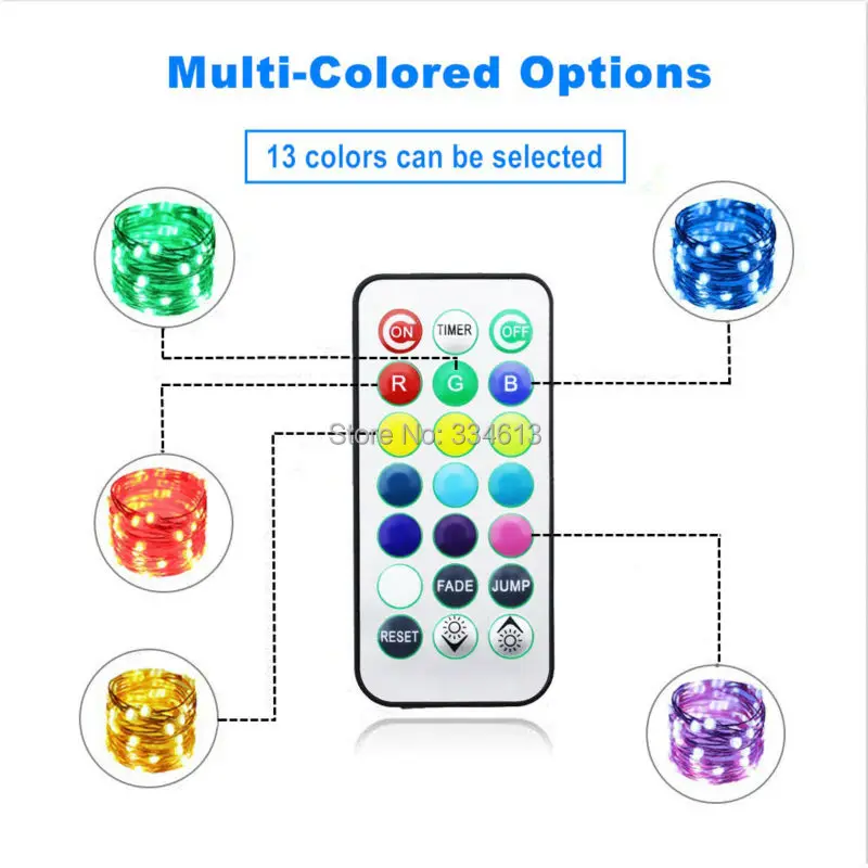 1/3/5pcs 3AA Battery Powered 5M/16FT 50LEDs Copper Wire Multi Color Changing LED String Lights, Outdoor Starry Lights + Remote 1/3/5pcs 3AA Battery Powered 5M/16FT 50LEDs Copper Wire Multi Color Changing LED String Lights, Outdoor Starry Lights + Remote