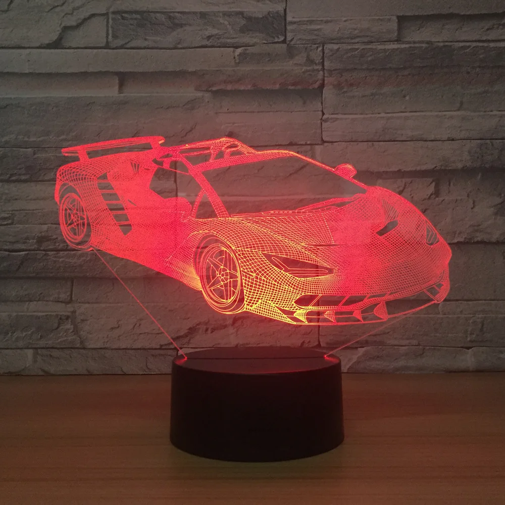 SportsCar 3d лампа 7 цветов светодиодный ночник для детей сенсорный светодиодный Usb Настольный Lampara Lampe детский спальный подарок на день рождения Прямая