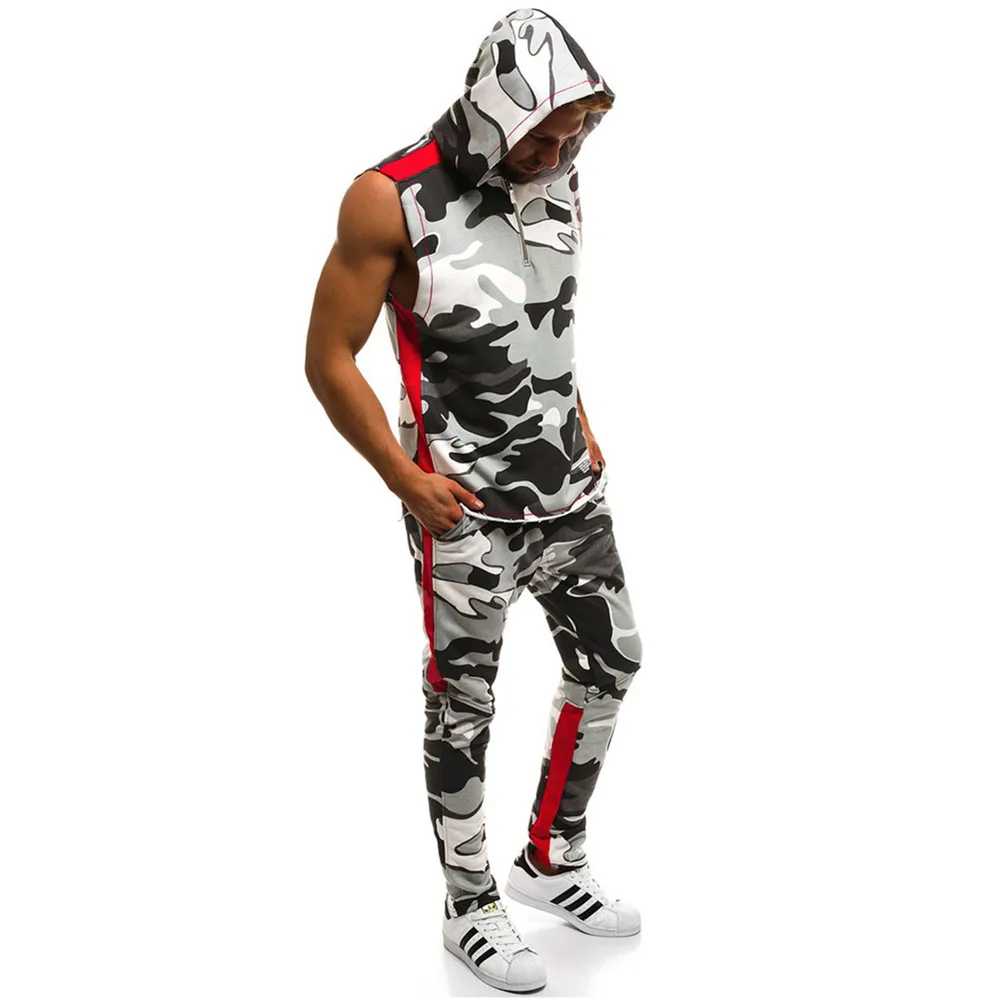 

T Shirt+Shorts Sets Men Camouflage Printed Summer Suits Casual Men Tracksuits Brand Clothing Streetwwar Sleeveless vest Set Male