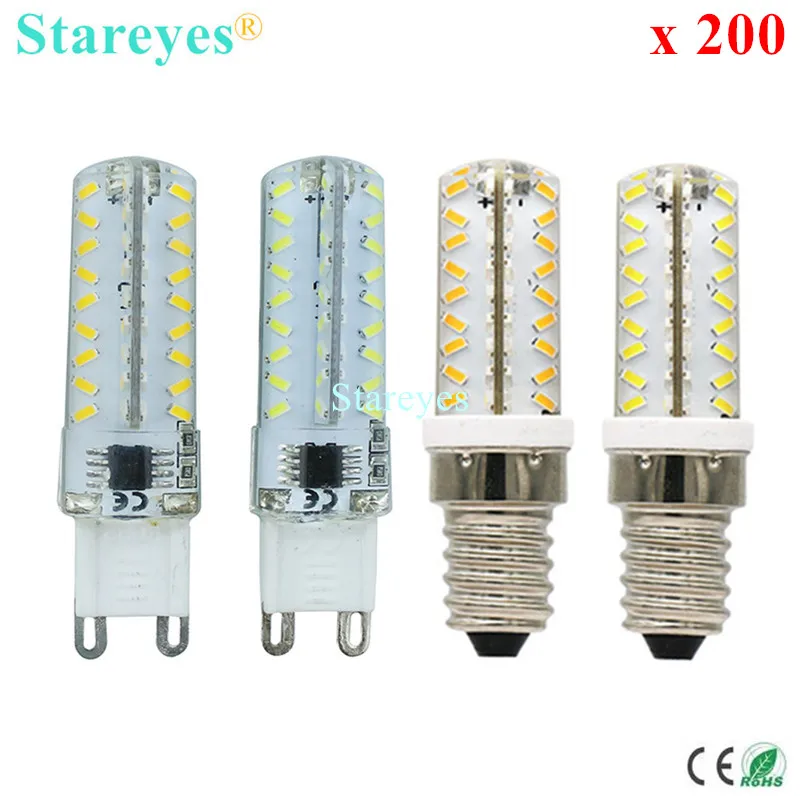 

200 Pieces Silicone G9 E14 SMD 3014 72 LED 7W Dimmable LED Corn lamp Droplight Chandelier candle bulb Pendant light lighting