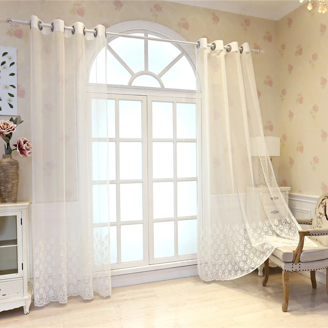 Медленная душа павлин открытие белый вышитый тюль шторы s шторы на окна для гостиной Дети 3d панели кружева отвесные пользовательские шторы