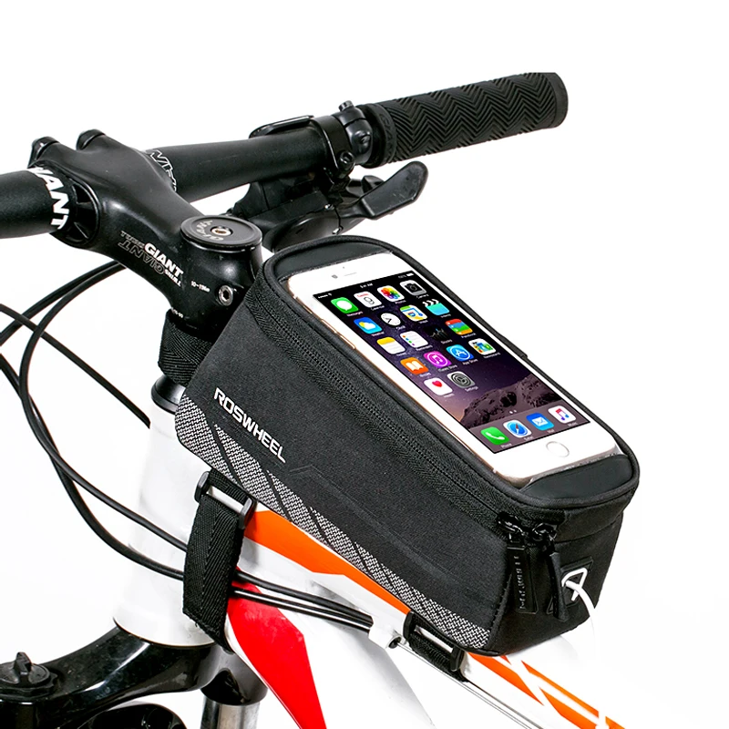 Top Roswheel 12496-A6 Touchscreen Cycling Bicycle Front Frame Top Tube 5.7" Cell Mobile Phone Bike Bag Holder Pouch Case Pannier 5
