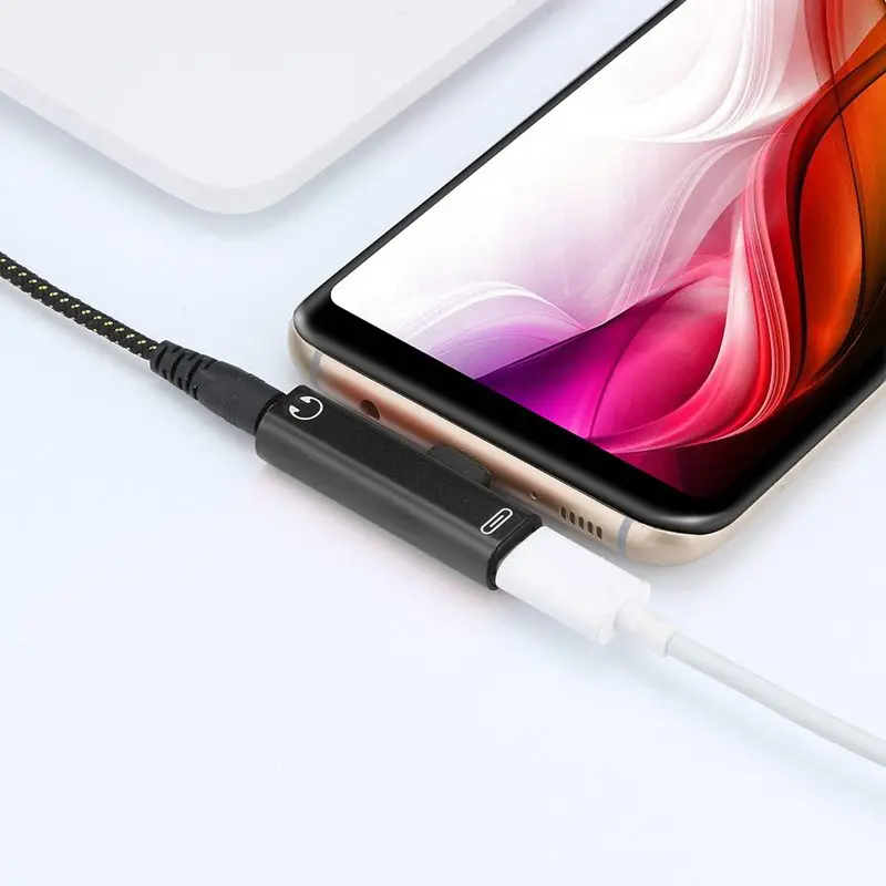 2 в 1 Тип usb C преобразователь до 3,5 мм, AUX, разъем переходник USB C адаптер для зарядки для Xiaomi Mi 9 8 A2 Lite постоянного тока в постоянный преобразователи