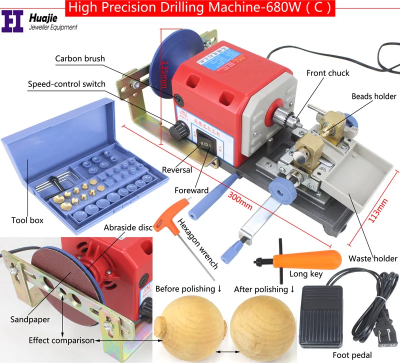 Новинка! Красный камень станок для сверления жемчуга ювелирных изделий оборудование Бисероплетение полировальные инструменты 680 Вт Мощный Янтарный Holing Machine