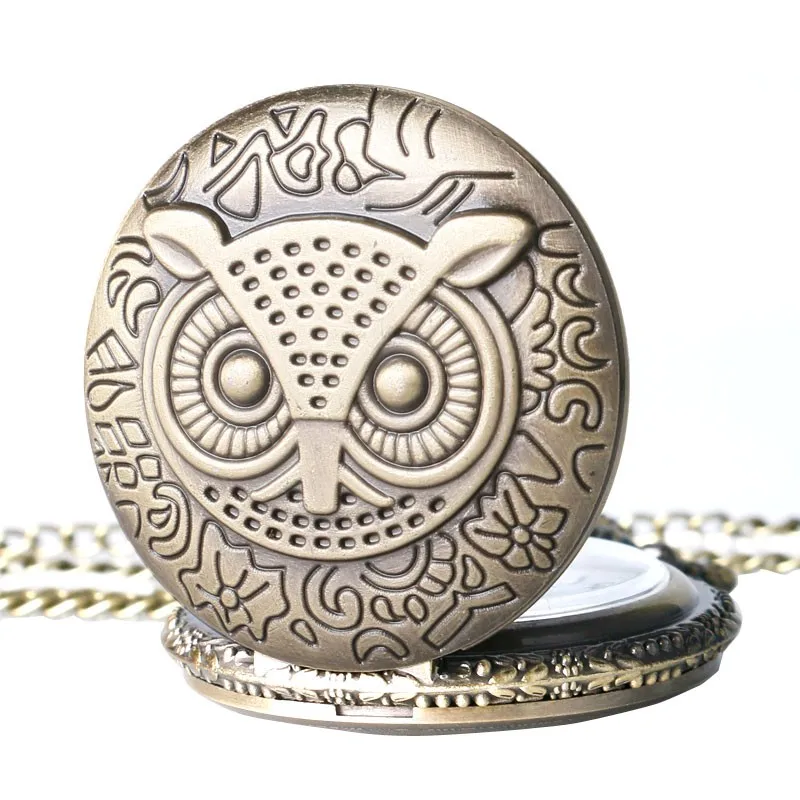 Античная бронзовая Ночная Сова ожерелье кварцевые карманные часы цепь для мужчин chiristmas подарок P02