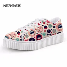 INSTANTARTS/Модная женская обувь на плоской платформе; симпатичный мультяшный дизайн; повседневная обувь на плоской подошве; Женская стильная обувь, увеличивающая рост