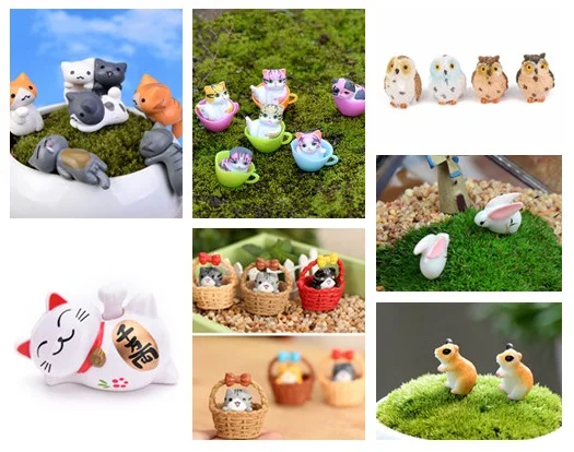 2019 Fashion Lucky Cat Micro Landscape Bunny Owl Hamster Cat Shape Miniature Craft Home Garden Decor New
