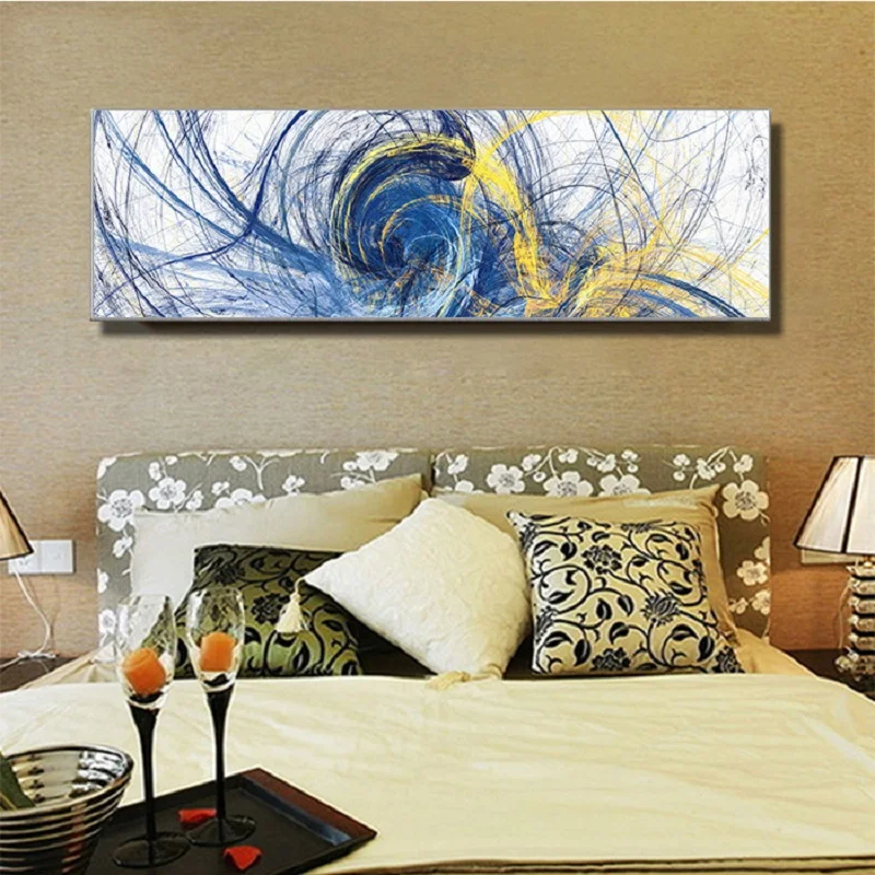 

5D DIY Diamond Painting Kit Diamond Embroidery Yellow Blue Black Abstract Lines Rhinestone Cross Stitch Kit Wall Decor