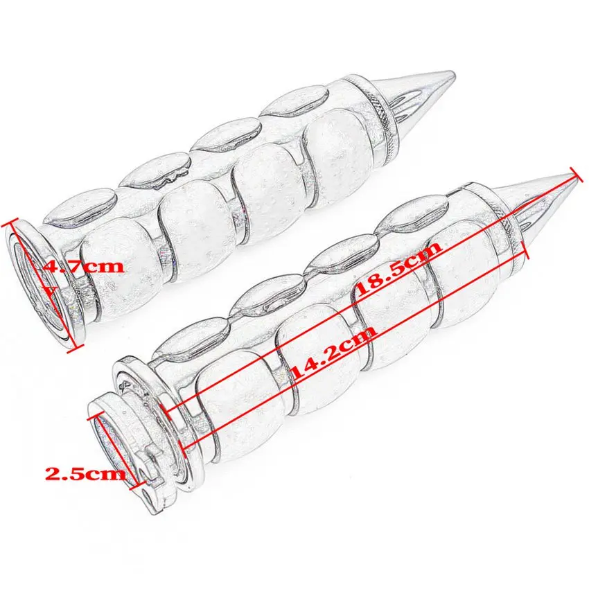 1" Handlebar Hand Grips With Billet Aluminum and Black Rubber Universally Fits For Yamaha Suzuki Kawasaki Honda Chrome