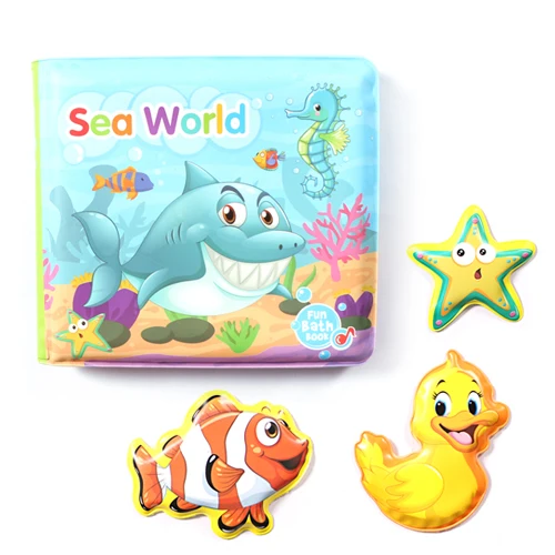 New Swimming Water Bath Book with BB Whistle Animal Bath Toys For Baby Happy Bathing Time,Early Educational English Bathroom Toy 15