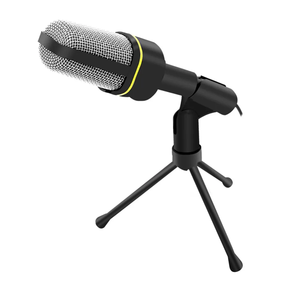 

3.5mm Professional Wired Stereo Handheld Studio Condenser Microphone with Clip Holder Stand Tripod Mic for Skype Desktop PC