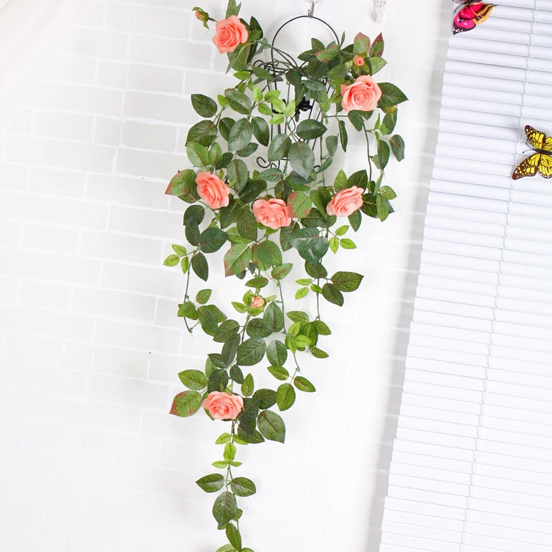 Silk Artificial Flowers With Leaves Silk Wall Hanging Vines Artificial flores rose Flowers For Balcony Decor Garland flower Wall Silk Artificial Flowers With Leaves Silk Wall Hanging Vines Artificial flores rose Flowers For Balcony Decor Garland flower Wall