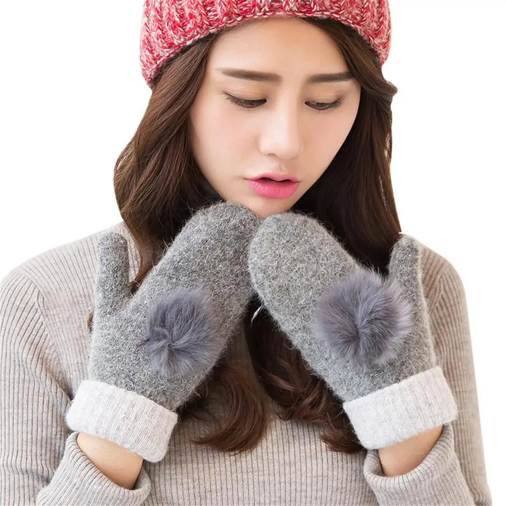 1Pair Lovely Fashion Mittens women Ladies fashion Gloves Soft Wool Warm