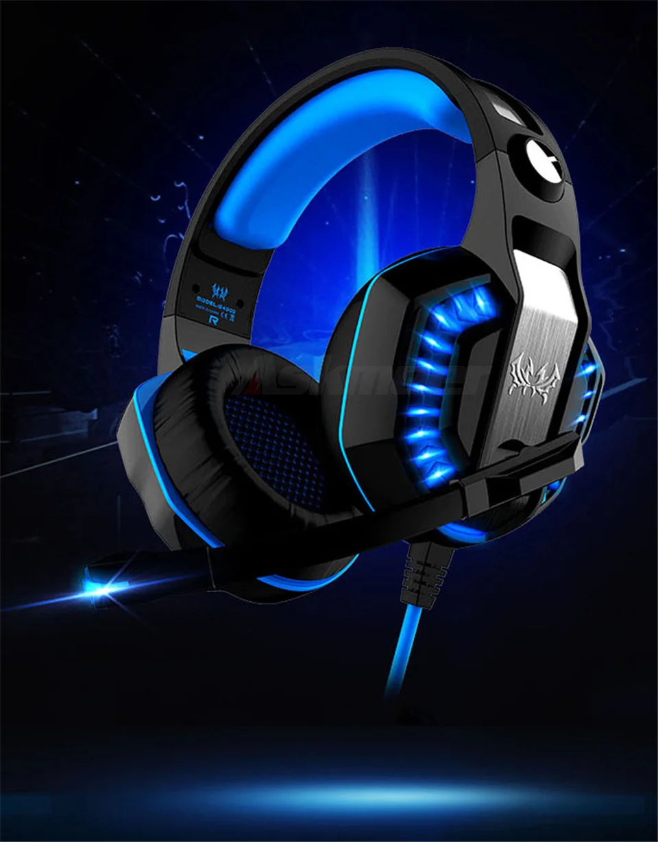 KOTION EACH PC Gaming Headset PC Gamer casque Stereo Headphones with Microphone Dazzle Lights Glow G2000 Upgrade for Computer (2)