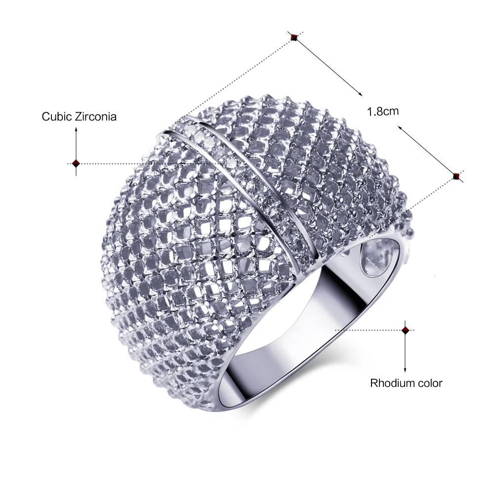 DC1989 Trendy jewelry Full Macrame 2 Plated colors choose 1 line White Cubic Zirconia Copper Rings for women bague femme SJ23337