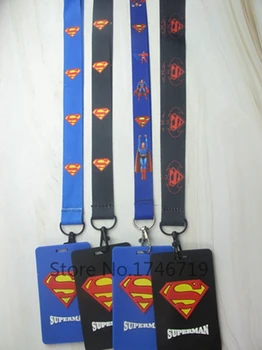 

New 10 pcs Soft Silicone cartoon superman Sign Card ID Holder With Hanging String Keychain TT-7