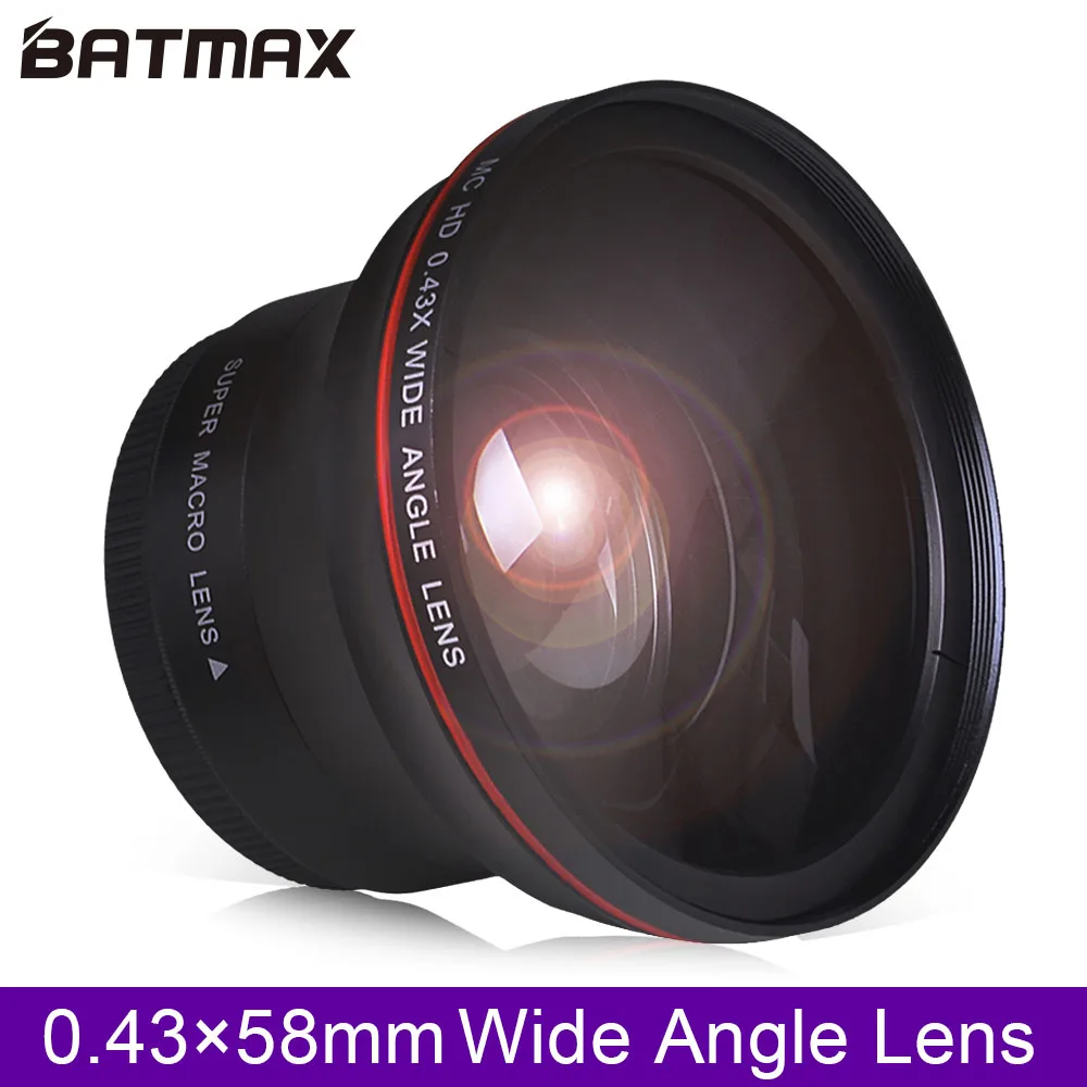 58 мм 0.43x Batmax профессиональный HD широкоугольный объектив (w/макрообъектив) для Canon EOS Rebel 77D T7i T6s T6i T6 T5i T5 T4i T3i SL2 60 58 мм 0.43x Batmax профессиональный HD широкоугольный объектив (w/макрообъектив) для Canon EOS Rebel 77D T7i T6s T6i T6 T5i T5 T4i T3i SL2 60
