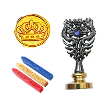 Индивидуальная восковая печать комплект печатей Корона картинки металлический Дракон ручка Подарочный винный набор пакет свадебные приглашения карта конверт печать штамп