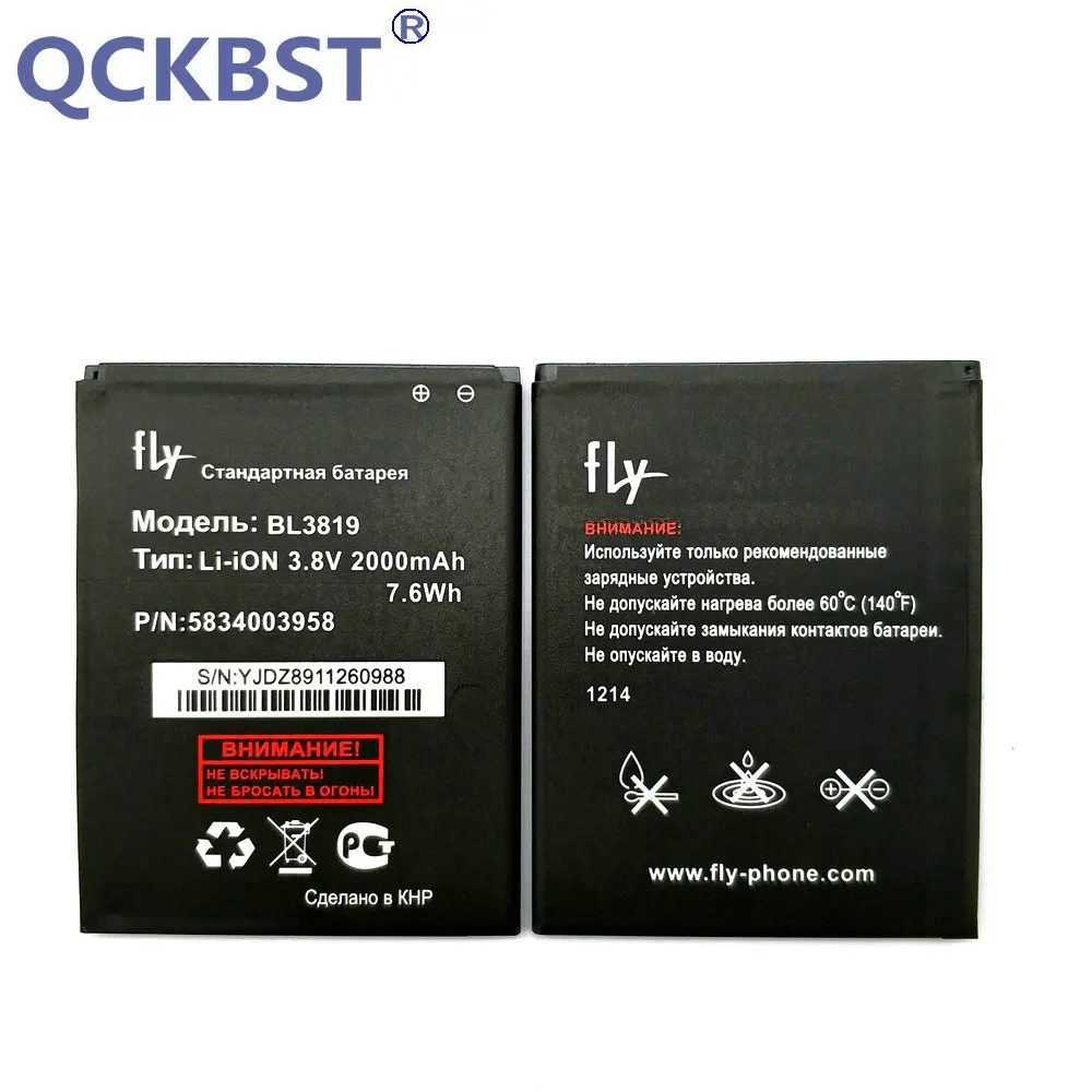 

QCKBST New BL3819 2000mAh Battery For Fly IQ4514 Quad EVO Tech 4 Cell Phone Replacement Batteries In stock Tracking code